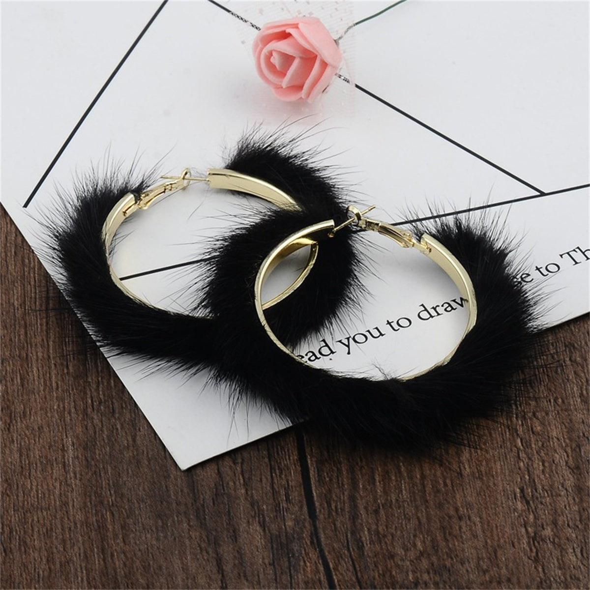 Popular Plush Large Circle Earrings Exaggerated Atmosphere Girl Heart Mink Hair Earrings