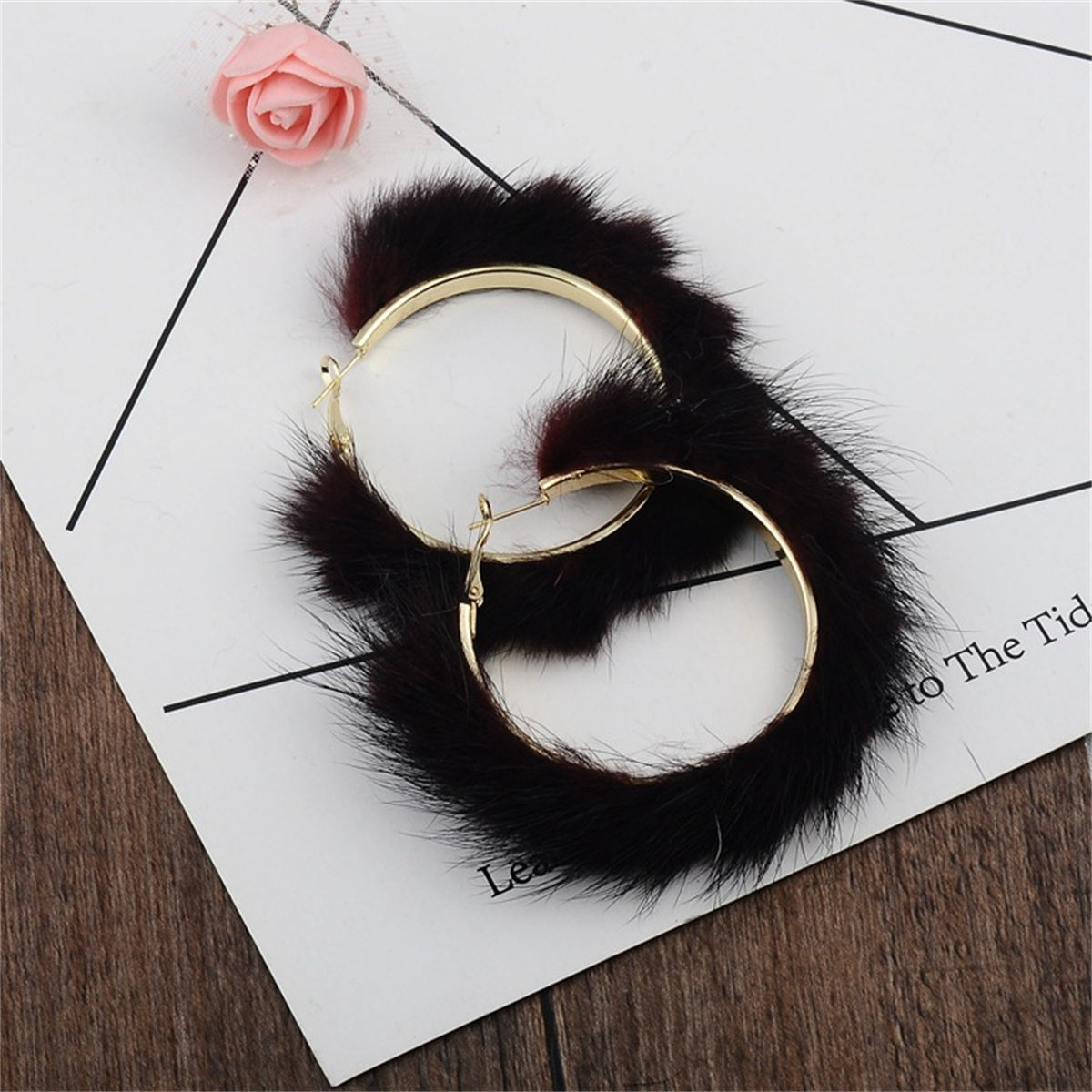 Popular Plush Large Circle Earrings Exaggerated Atmosphere Girl Heart Mink Hair Earrings