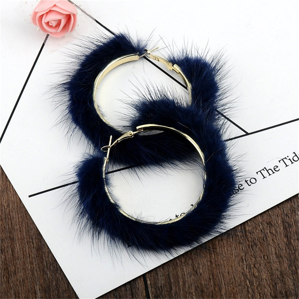 Popular Plush Large Circle Earrings Exaggerated Atmosphere Girl Heart Mink Hair Earrings