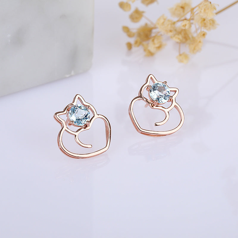 925 silver kitten topA Stone Earrings