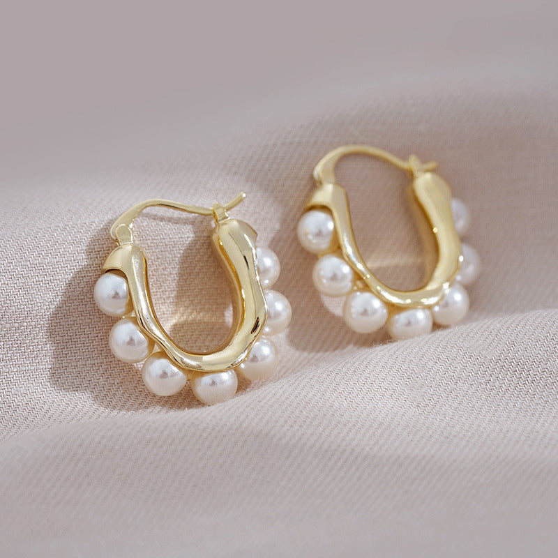 Plated Lightweight Sterling Silver Post Pearl or Chunky Hoop Earrings for Women