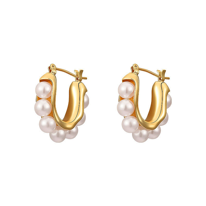 Plated Lightweight Sterling Silver Post Pearl or Chunky Hoop Earrings for Women