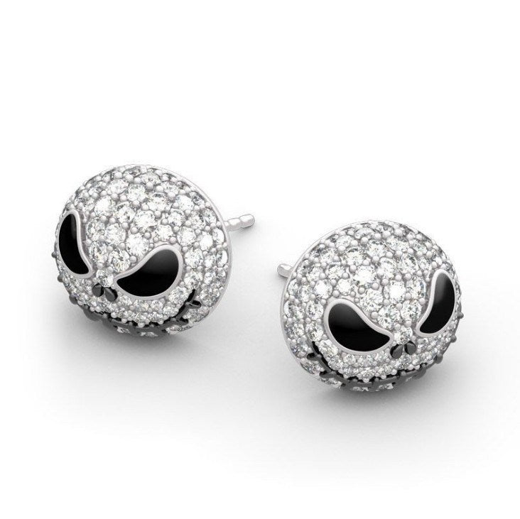 3 piece Skull Stud Halloween Earrings Necklace Ring Set