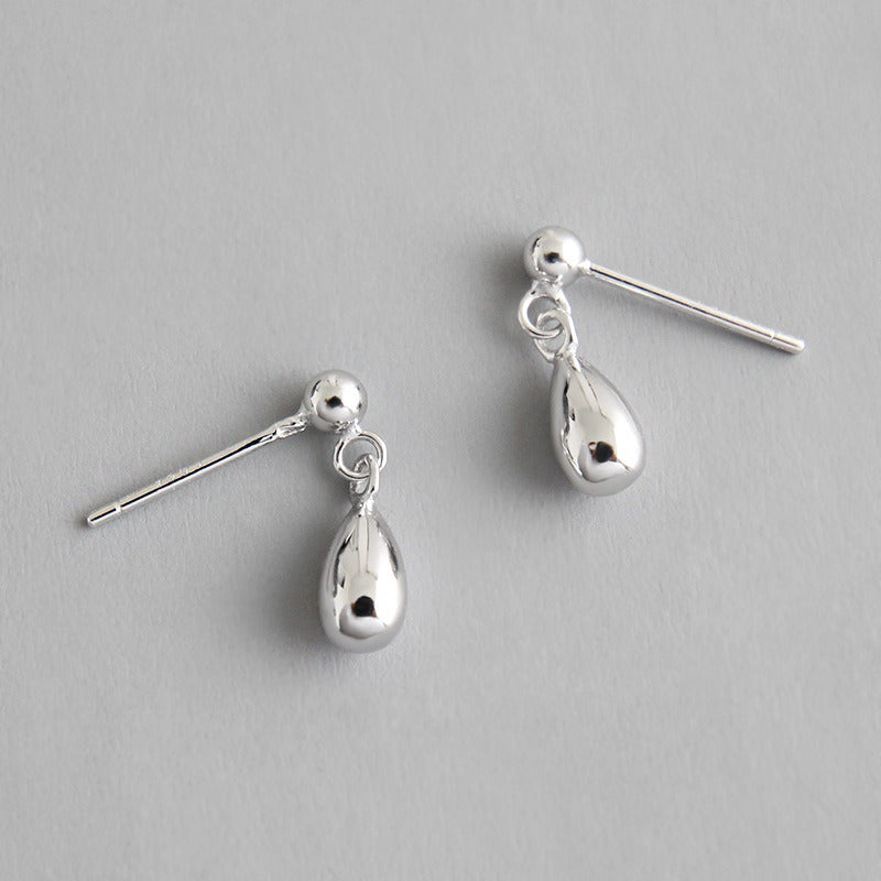 Simple Drop Water Girl 925 Sterling Silver Stud Earrings