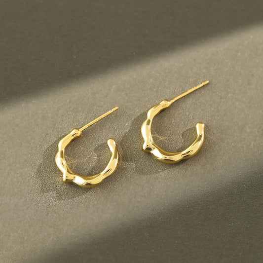 Simple Irregular Circle 925 Sterling Silver Hoop Earrings