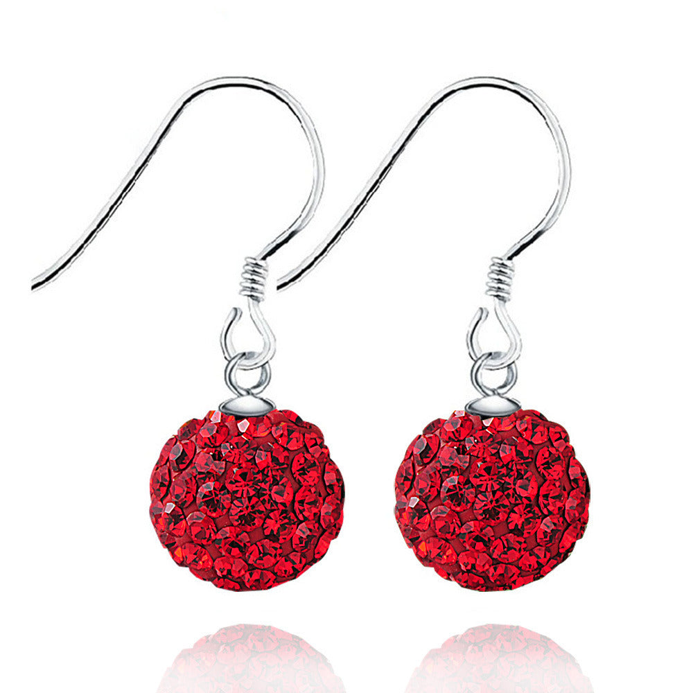 Simple Round CZ Ball 925 Sterling Silver Dangling Earrings