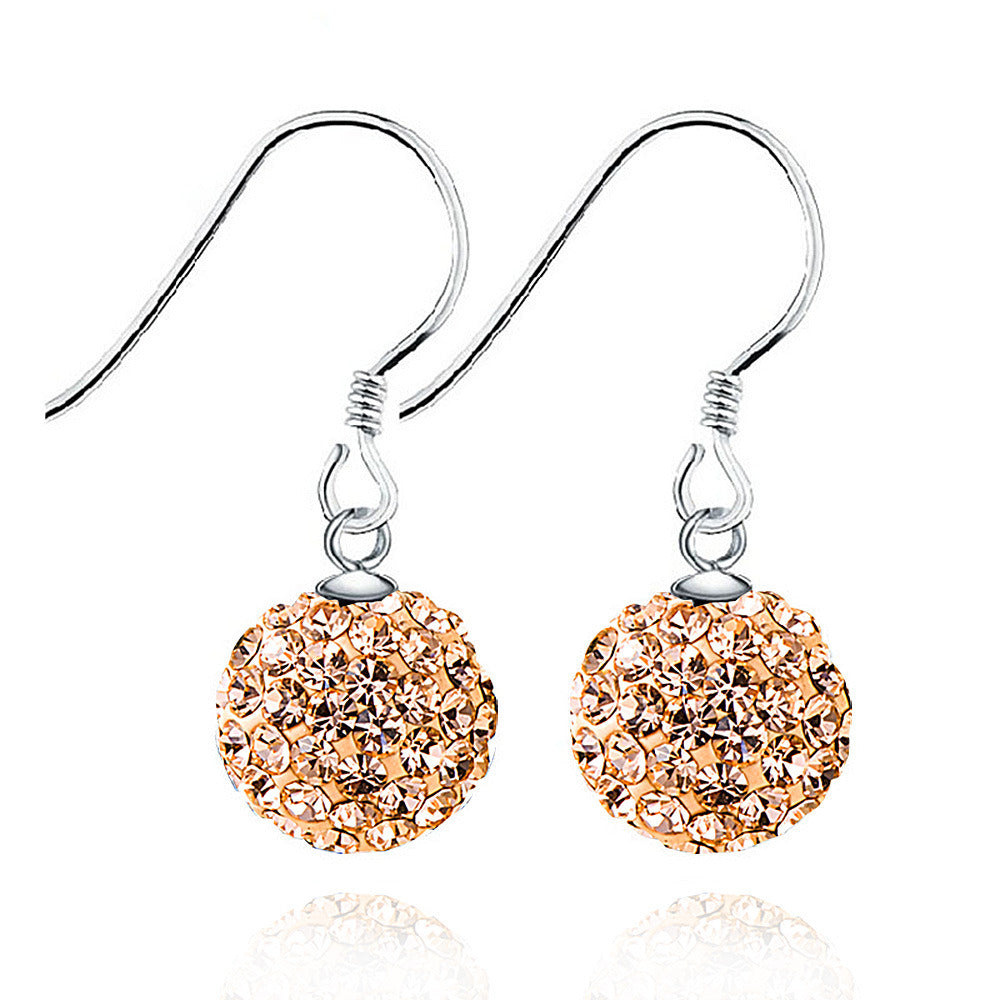 Simple Round CZ Ball 925 Sterling Silver Dangling Earrings