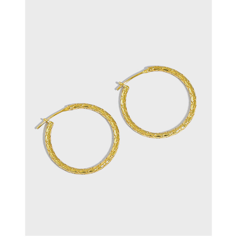 Simple Rhombic Patter 925 Sterling Silver Hoop Earrings