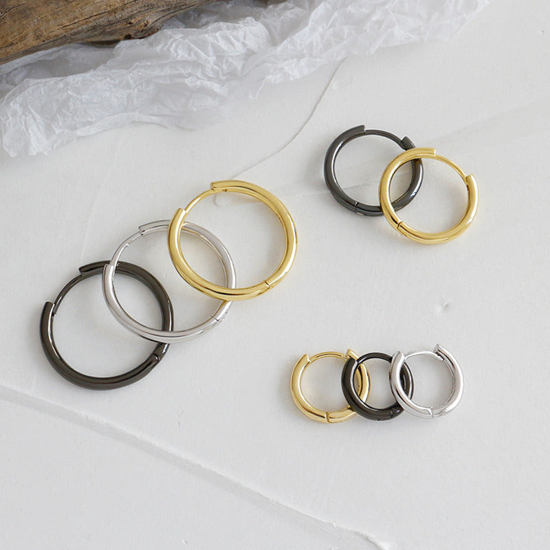 Simple Minimalist Tiny Circle 925 Sterling Silver Hoop Earrings