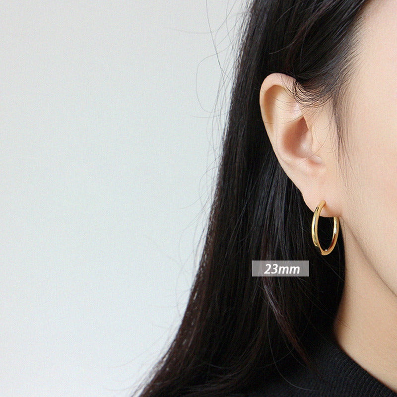 Simple Minimalist Tiny Circle 925 Sterling Silver Hoop Earrings