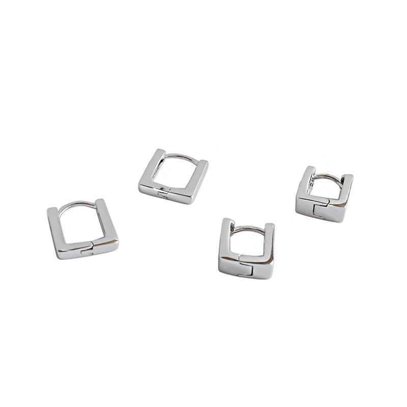 Classic Geometry Hollow Square 925 Sterling Silver Hoop Earrings