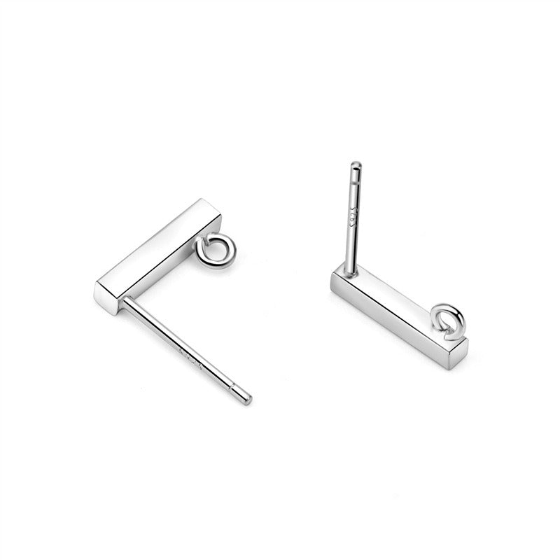 Simple Stick Strip 925 Sterling Silver DIY Earring Settings Bail