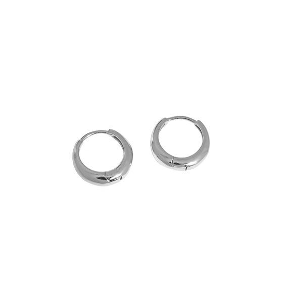 Simple Classic Glossy 925 Sterling Silver Hoop Earrings