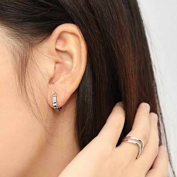 Simple Wheel Circle 925 Sterling Silver Hoop Earrings