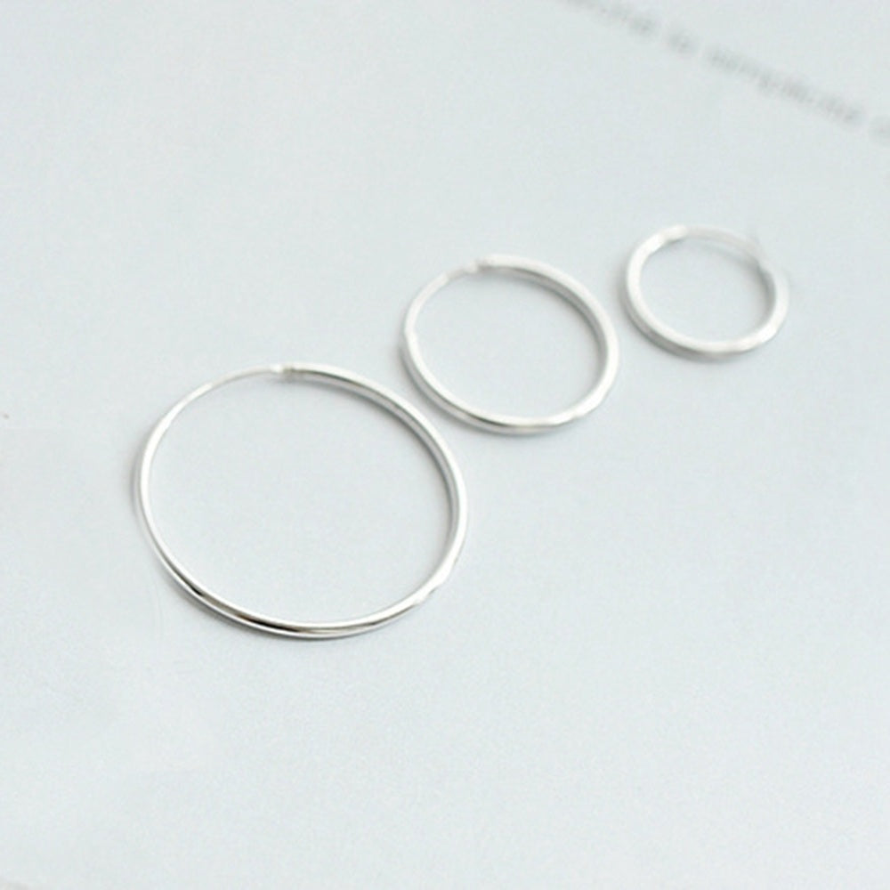 Simple Concise Elegant Women 925 Sterling Sliver Hoop Earrings