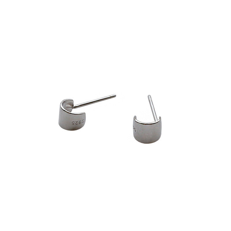 Cute Mini C Shape Curve 925 Sterling Silver Stud Earrings