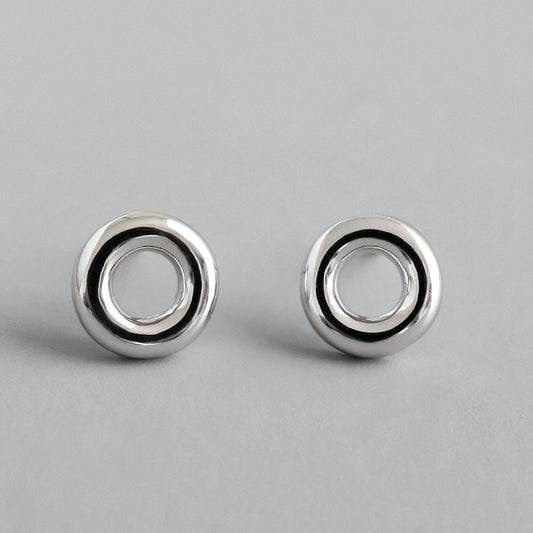 Simple Doughnut Geometry 925 Sterling Silver Stud Earrings