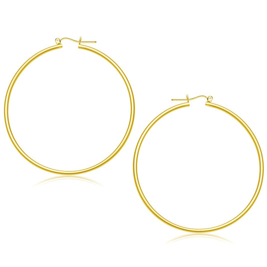 14k Yellow Gold Polished Hoop Earrings (55 mm)