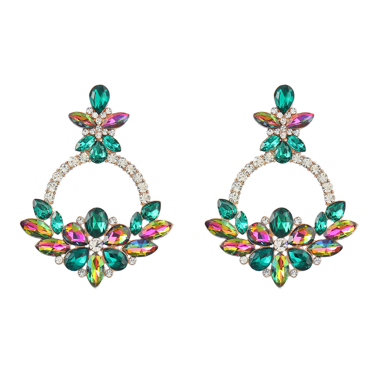 Alloy Diamond Rhinestone Floral Earrings