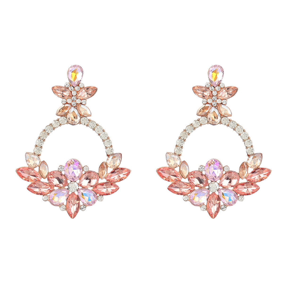 Alloy Diamond Rhinestone Floral Earrings