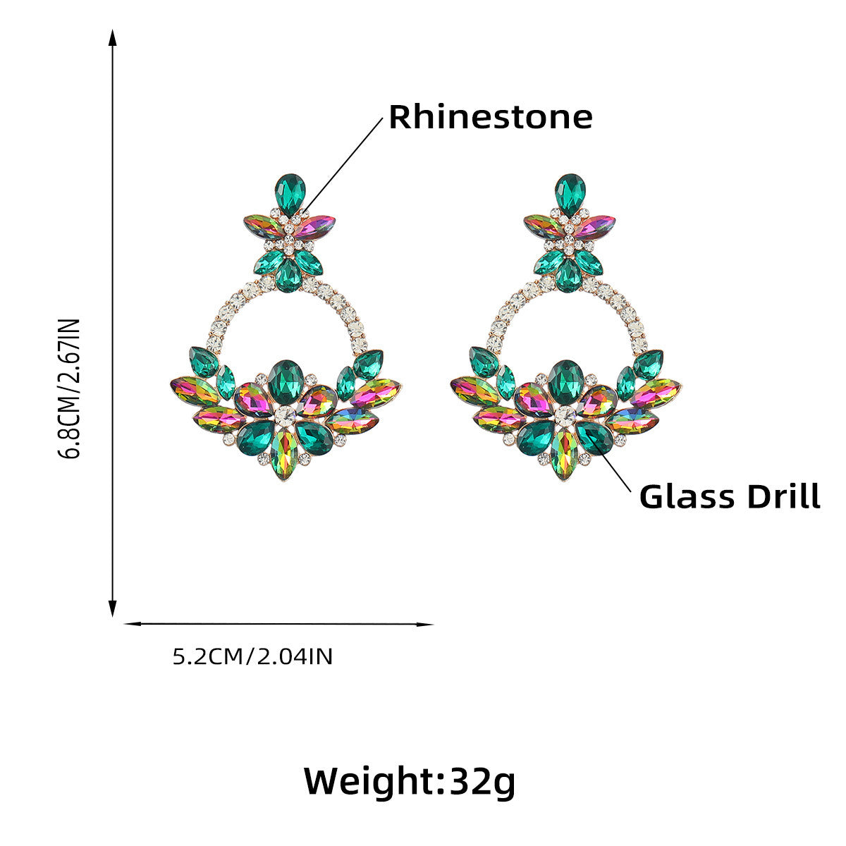 Alloy Diamond Rhinestone Floral Earrings