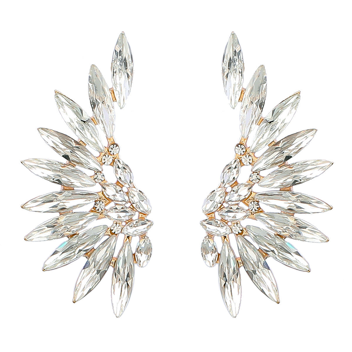 Color Diamond Series Alloy Diamond Rhinestone Wing Earrings