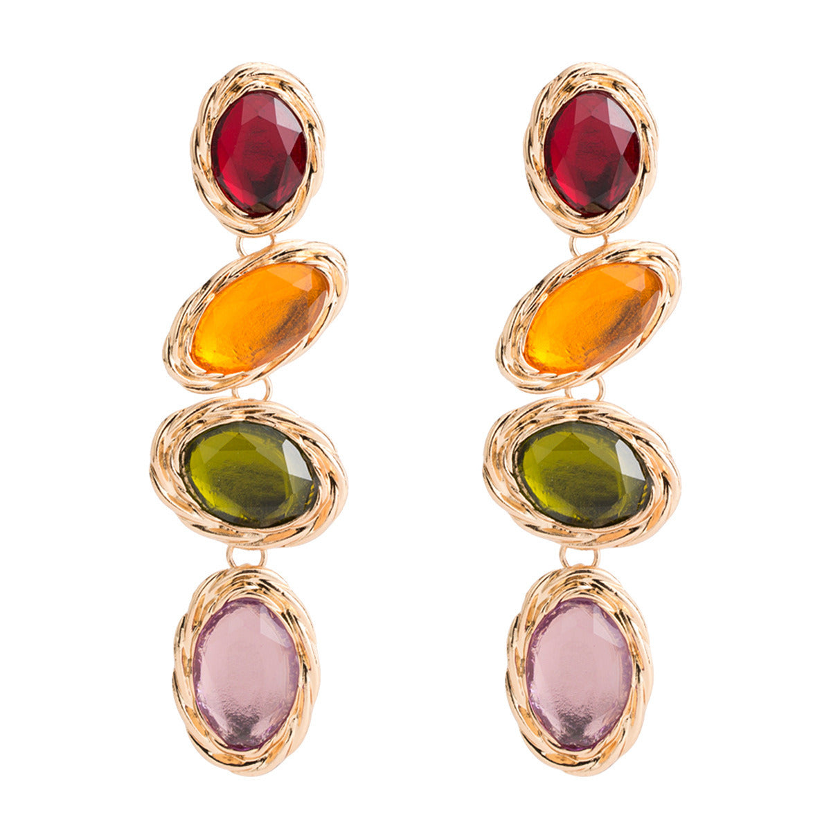 Temperament Alloy Colorful Stone Acrylic Earrings