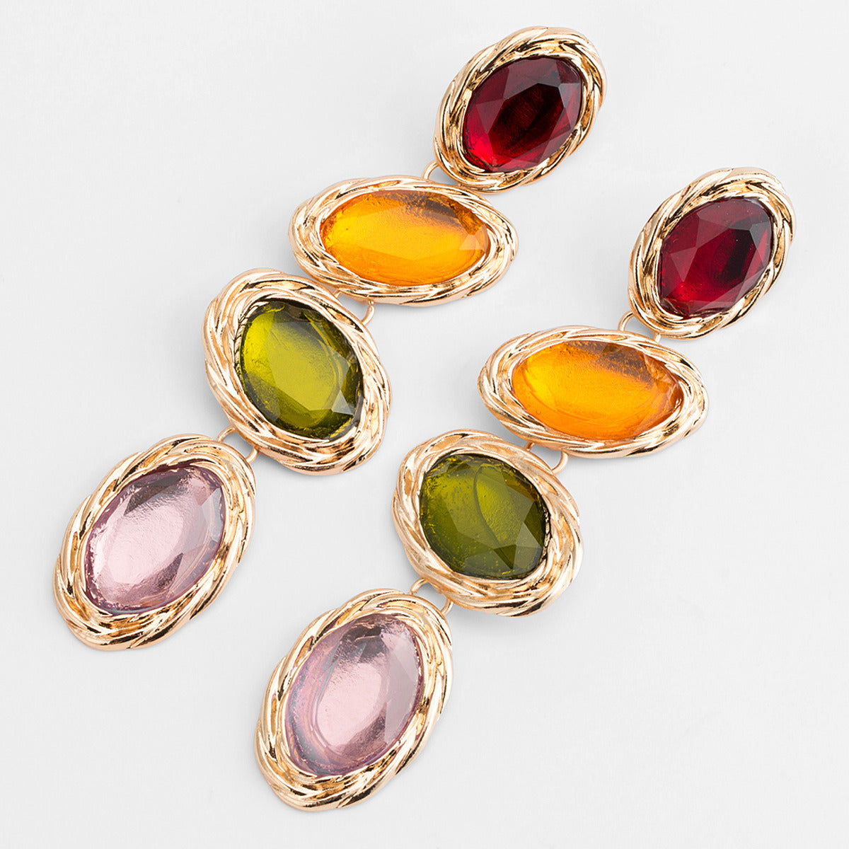 Temperament Alloy Colorful Stone Acrylic Earrings