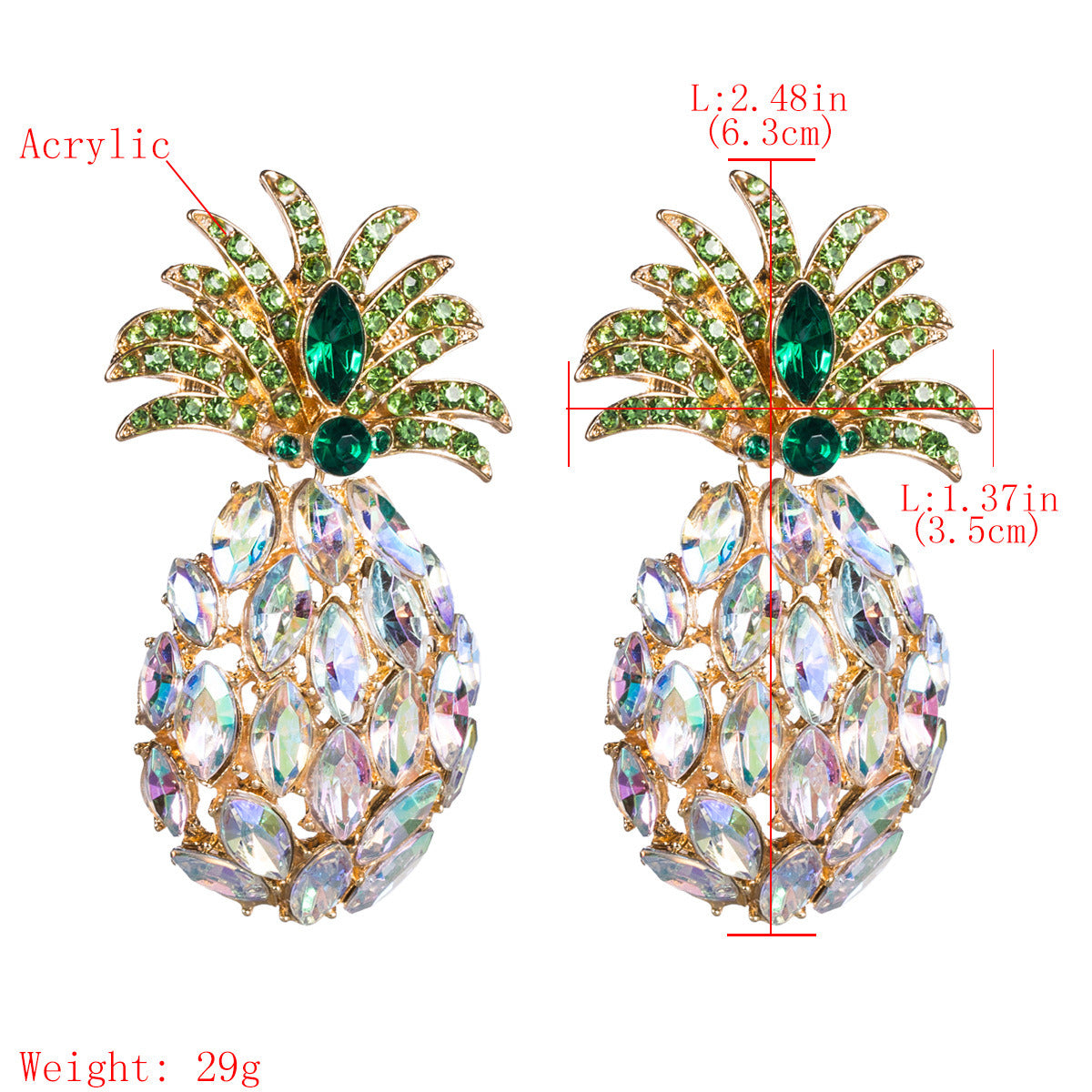 Diamond Pineapple Acrylic Earrings