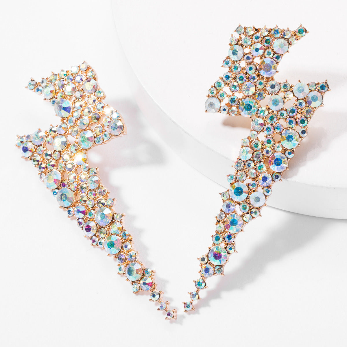 Alloy Diamond Rhinestone Lightning Earrings