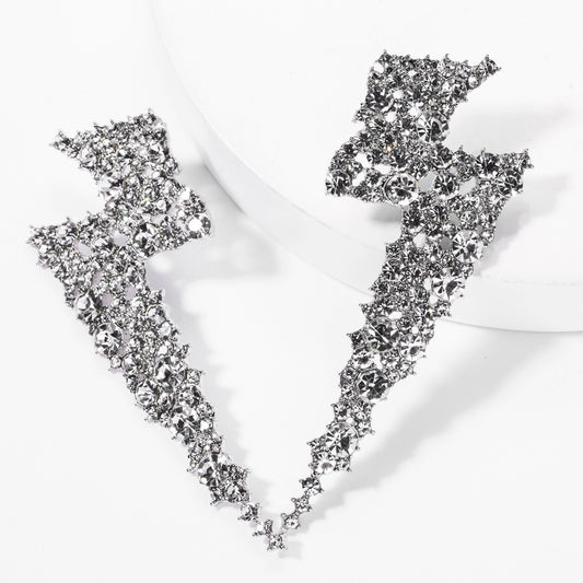 Alloy Diamond Rhinestone Lightning Earrings