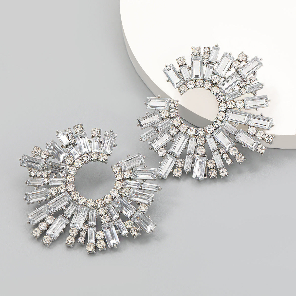 Alloy Diamond Rhinestone Sunflower Earrings