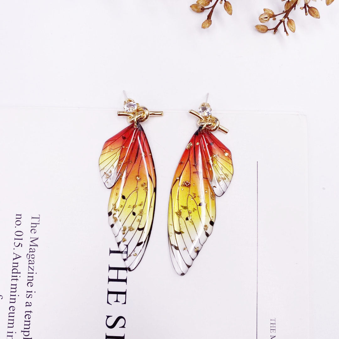 Butterfly Crystal Stud Earrings Women's Wings Gradient Earrings