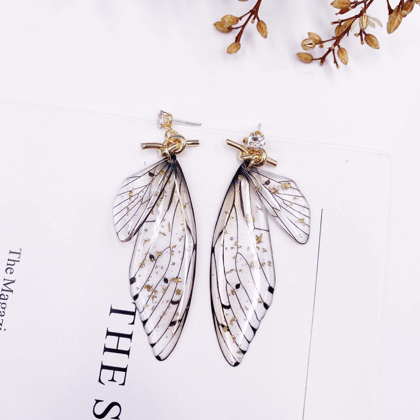 Butterfly Crystal Stud Earrings Women's Wings Gradient Earrings