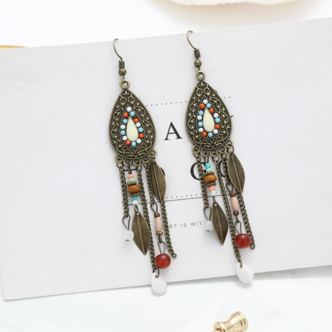 Bohemian Ethnic Earrings Vintage Long Fringe Earring Jewelry