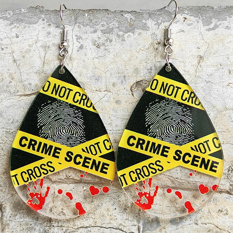 Bloodstained Fingerprint Handprint Clear Acrylic Earrings