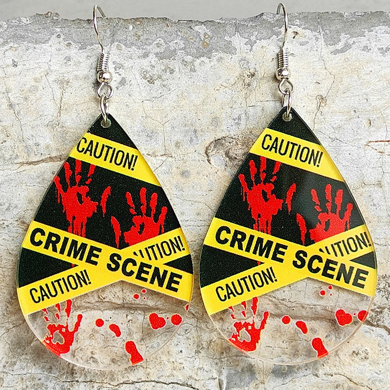 Bloodstained Fingerprint Handprint Clear Acrylic Earrings