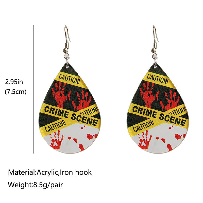 Bloodstained Fingerprint Handprint Clear Acrylic Earrings