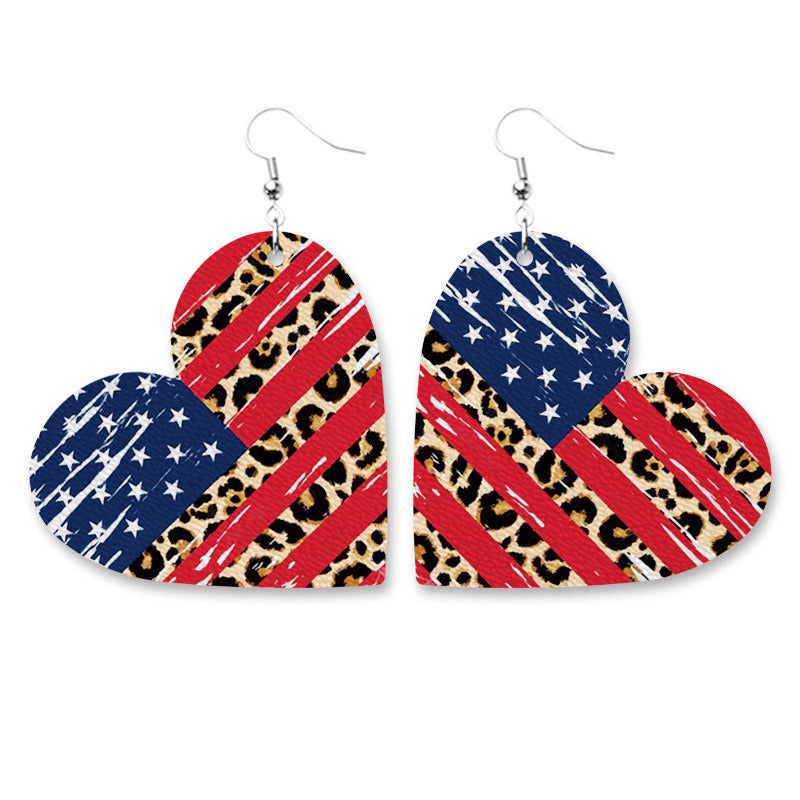 Star Stripe Flag Sunflower Independence Day Earrings