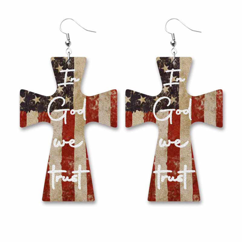 Star Stripe Flag Sunflower Independence Day Earrings