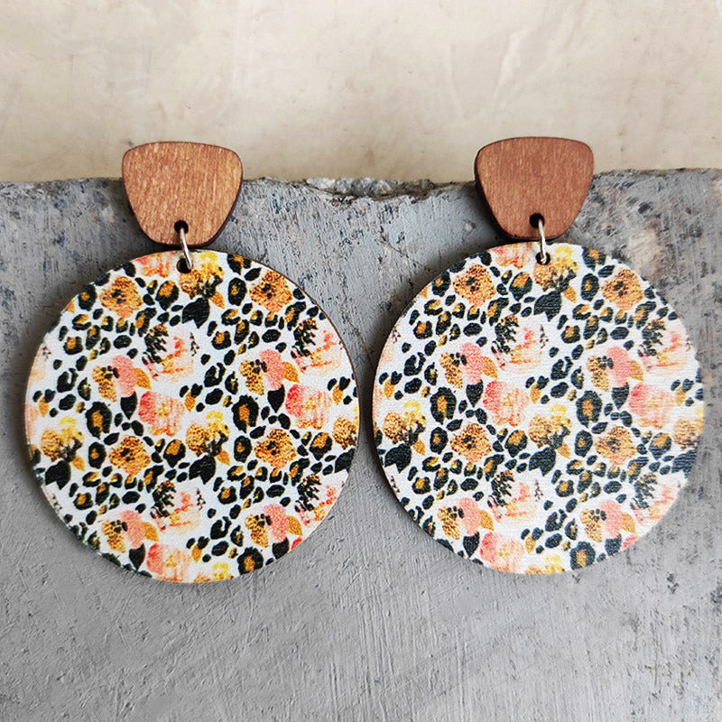 Vintage Floral Wood Earrings Fashion Boho Earrings