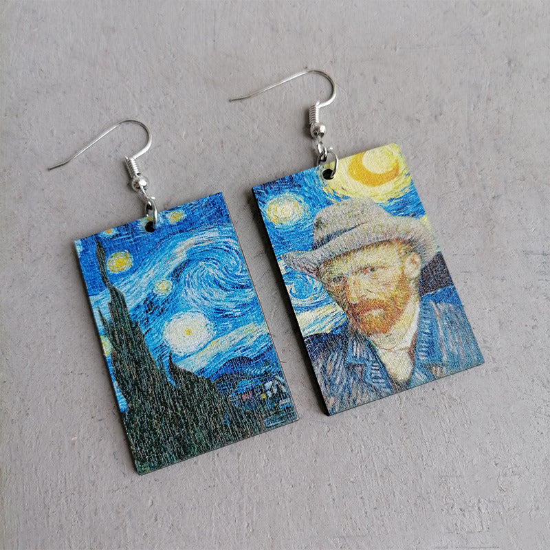 Earrings Geometric Starry Night Sunflower Earrings