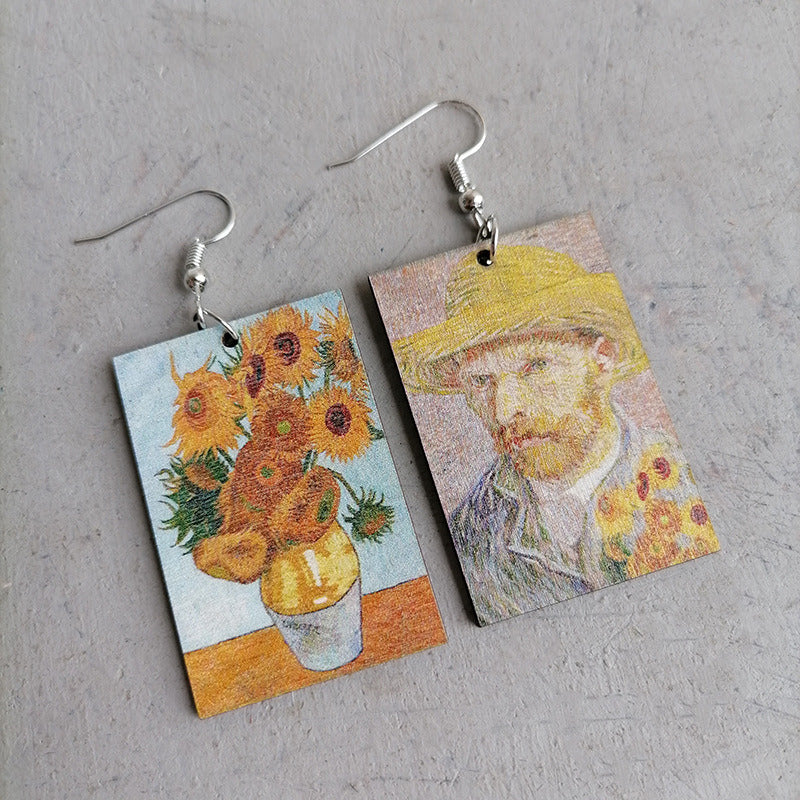 Earrings Geometric Starry Night Sunflower Earrings