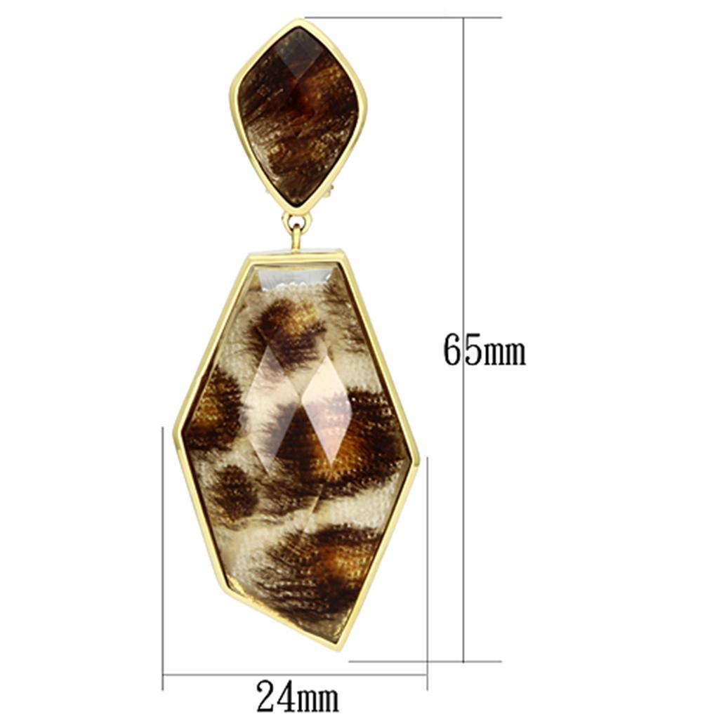 VL074 - IP Gold(Ion Plating) Brass Earrings with Synthetic Synthetic Stone in Animal pattern