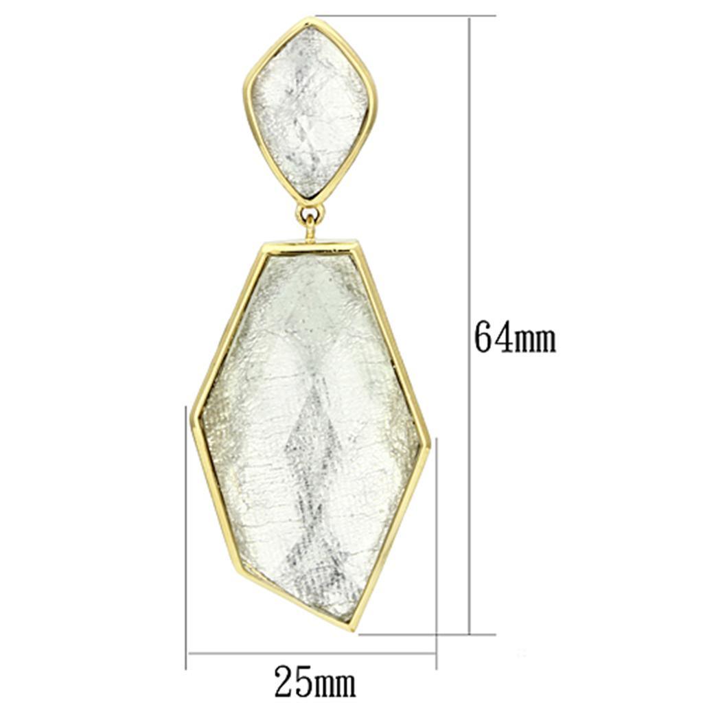 VL075 - IP Gold(Ion Plating) Brass Earrings with Synthetic Synthetic Stone in White