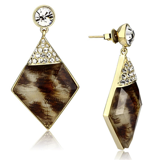 VL063 - IP Gold(Ion Plating) Brass Earrings with Synthetic Synthetic Stone in Animal pattern