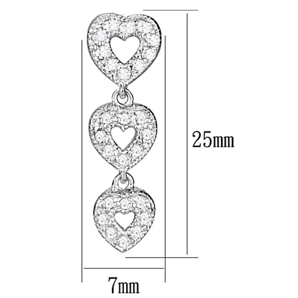 LOS722 - Rhodium 925 Sterling Silver Earrings with AAA Grade CZ in Clear