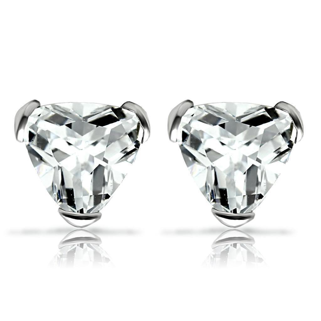 LOS048 - Rhodium 925 Sterling Silver Earrings with AAA Grade CZ in Clear