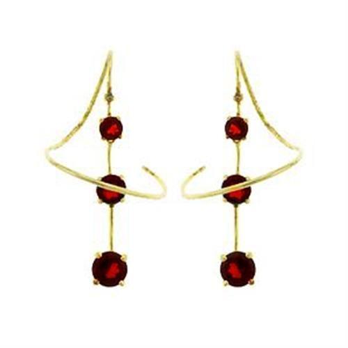 LOAS798 - Gold 925 Sterling Silver Earrings with AAA Grade CZ in Ruby