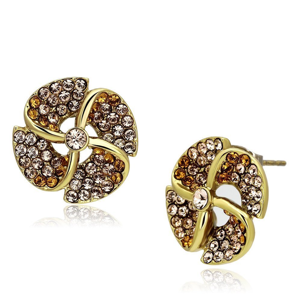 TK1040 - IP Gold(Ion Plating) Stainless Steel Earrings with Top Grade Crystal in Multi Color